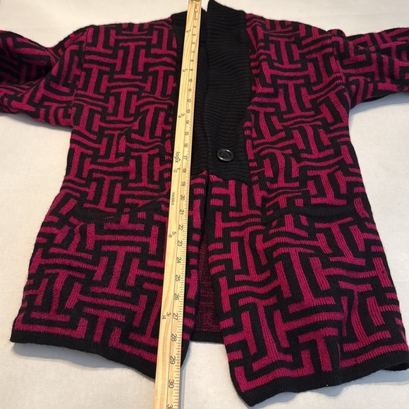 Christian Dior Separates Vintage Lambswool Cardigan Pink & Black Print Size S - Picture 4 of 11